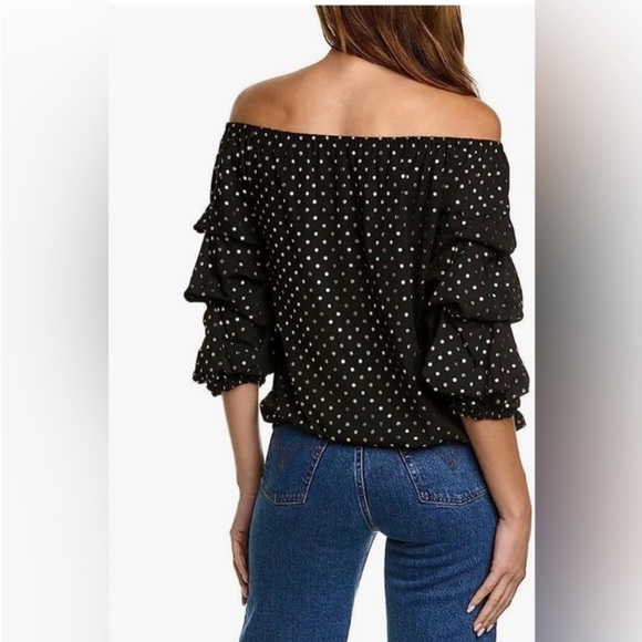 Vince Camuto Women’s Foil-Dot Balloon-Sleeve Top Rich Black. Avail: S, M… - Picture 2 of 3